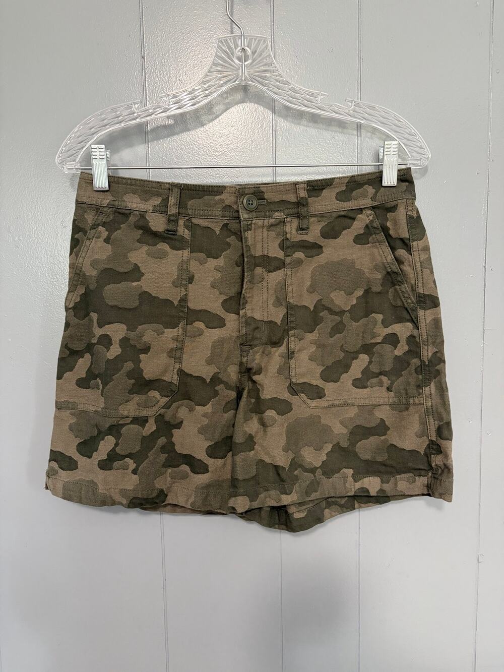 J. Crew Olive Green Camouflage Print Cotton Blend Gorpcore Cargo Shorts 4